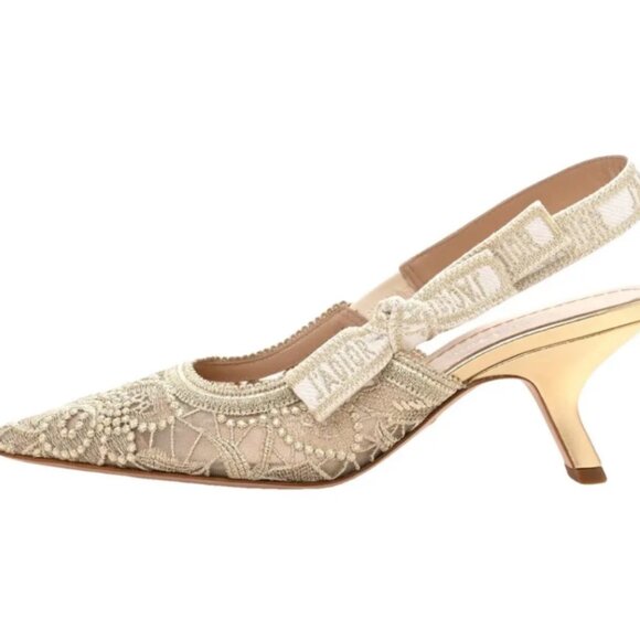 DIOR J'ADIOR Butterfly Macrame Embroidered Slingback Sandals Heels Pumps $1450 - Picture 1 of 3